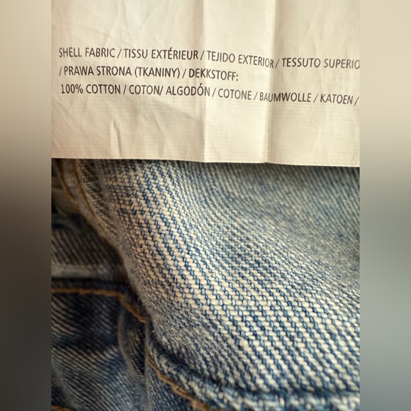 Moon River SMALL Light Blue Denim Distressed Puff Sleeve Jean Jacket - Picture 8 of 8